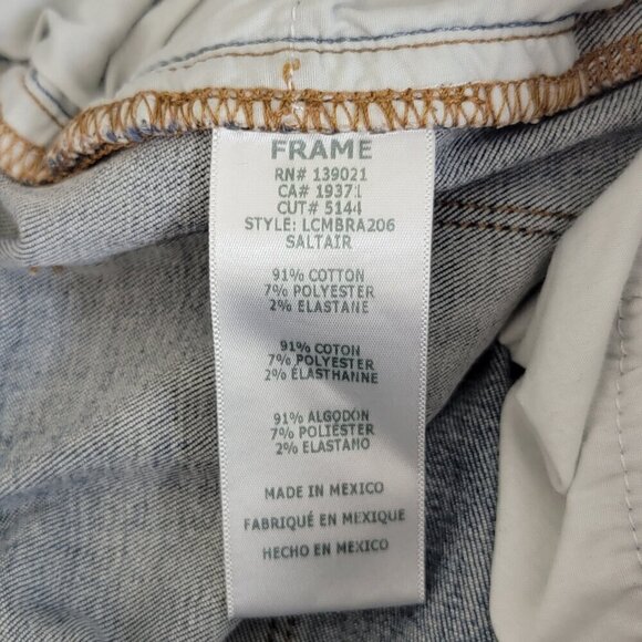 Frame Le Crop Mini Boot Ankle Flare High Rise Dark Wash Frayed Cutoff Jeans 28 - Picture 15 of 16